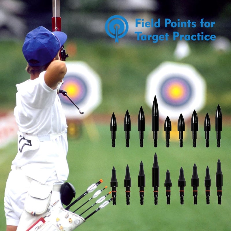 MOLFUJ 12pcs Archery Arrow Tips 100/125/150/200 Grain Field Tips 5/16 Inch Screw in Bullet Points , Archery Target Crossbow Practice Tip for Arrow Recurve Bow Compound Bow, Hunting Bow Arrow Target Practice - Image 5